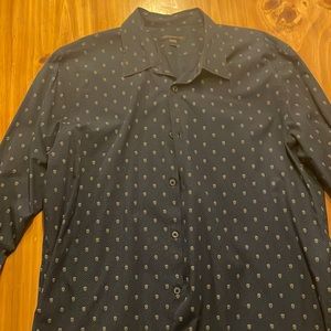 Sick John Varvatos Blue Skull Button Down Shirt